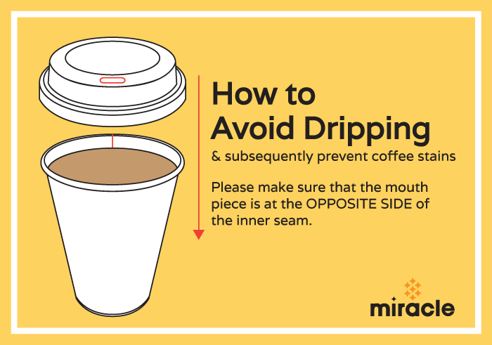 How to place a lid to prevent coffee stains and drips